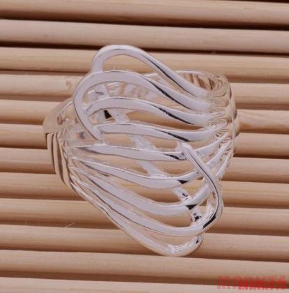 Mooie 925 zilveren Wave ring
