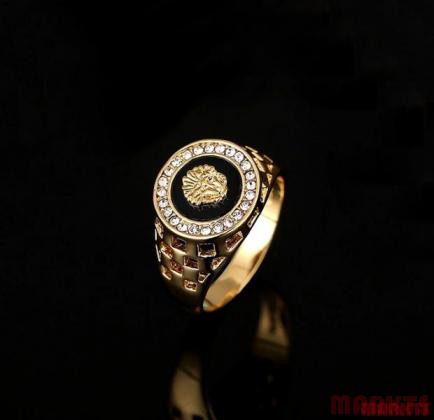 18K goud verguld heren ring met zirkonen in 2 kleuren