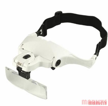 Loepbril met LED en 5 lenzen (1.0, 1.5, 2.0, 2.5 en 3.5)