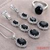 Luxe 925 sterling zilveren set met zwarte zirkonen